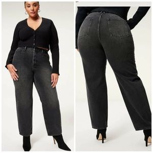 Good American 90’s Trouser Black Jeans Size 18